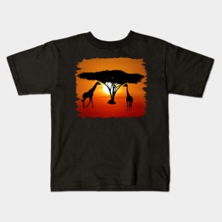 Sun - Giraffe - Tree - Africa Kids T-Shirt